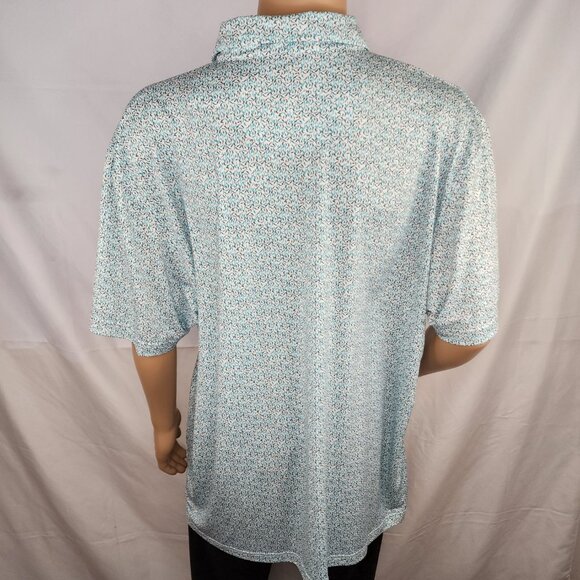 Callaway Polo Shirt Men XL Opti Dri Golf Performance All Over Print Light Blue - Picture 4 of 9
